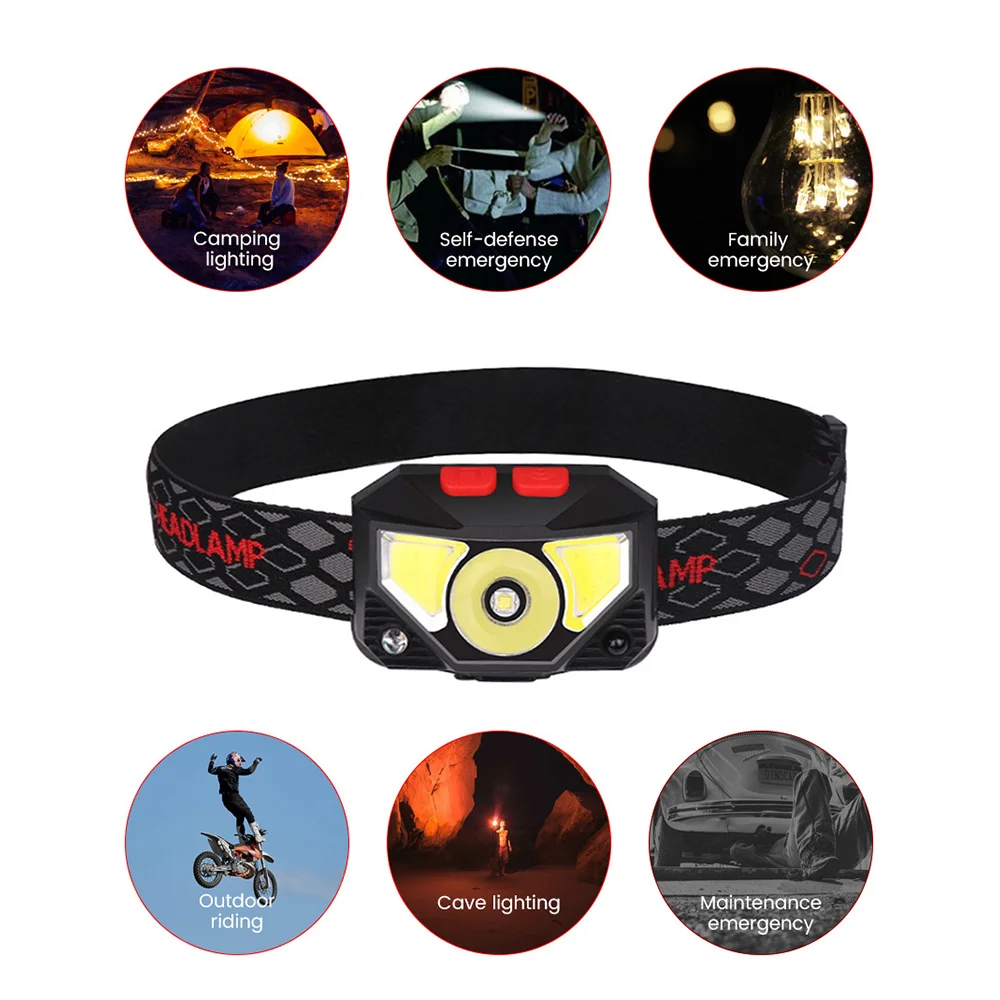 SUNYIMA LED Inductive Headlamp XPG COB Motion Sensor 6 Modes Hands-Free Rechargeable Headligh Red Lights Torch Lamp | Лампы и