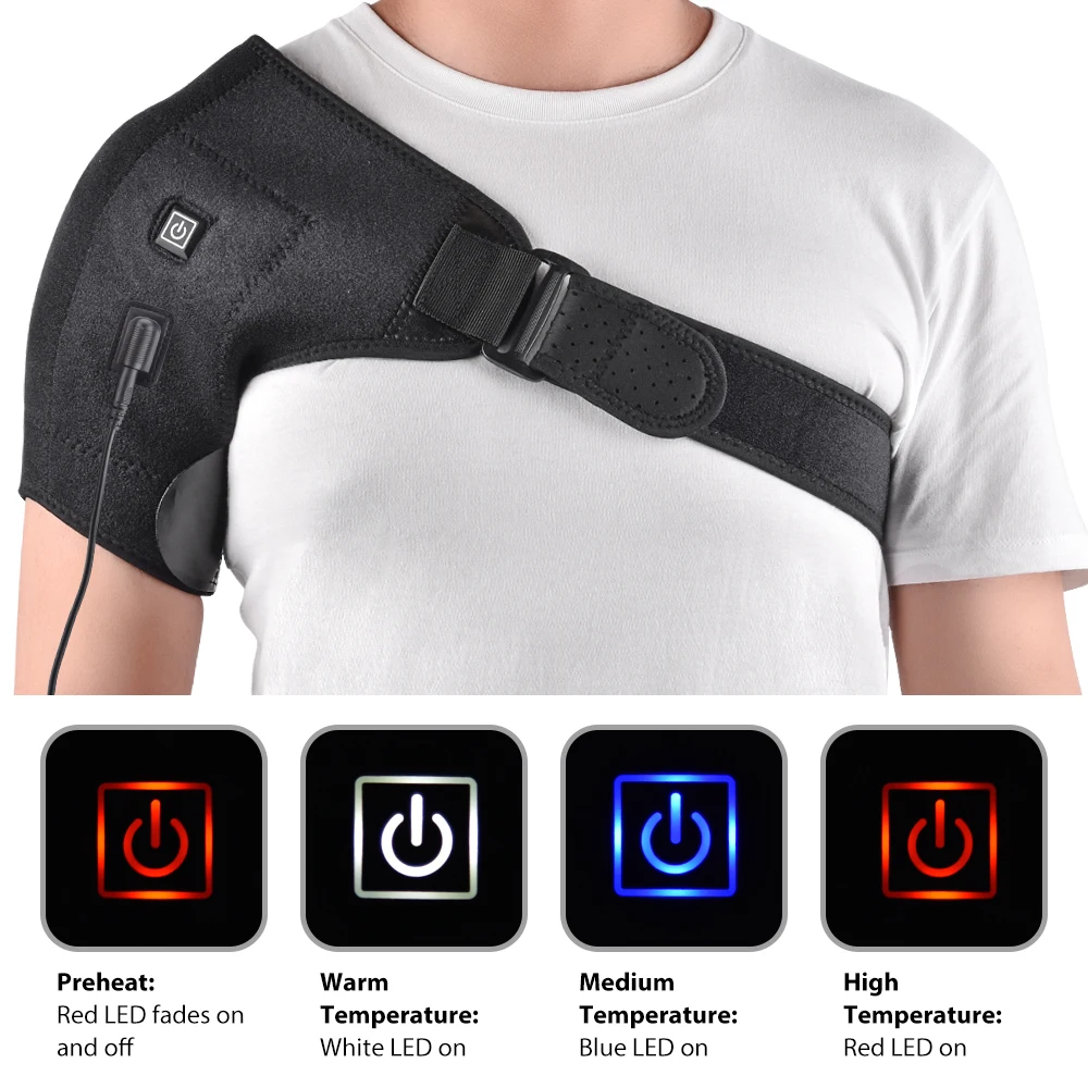 Electric heated shoulder wrap Injury Pain Brace Adjustable Neoprene Single Shoulder Support Hot Cold Therapy Wrap Pad Back Guard | Красота и