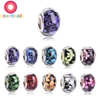 10 pcs purple red green white pink blue color flower beads big hole spacer beads fit pandora bracelet charm for jewelry making