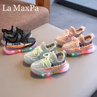2020 летняя детская светильник Обувь На Шнуровке детская обувь со светодиодной подсветкой для мальчиков спортивная обувь для девочек со светодиодами, баскетбольные кроссовки, Robe fille enfant Размеры 21-30