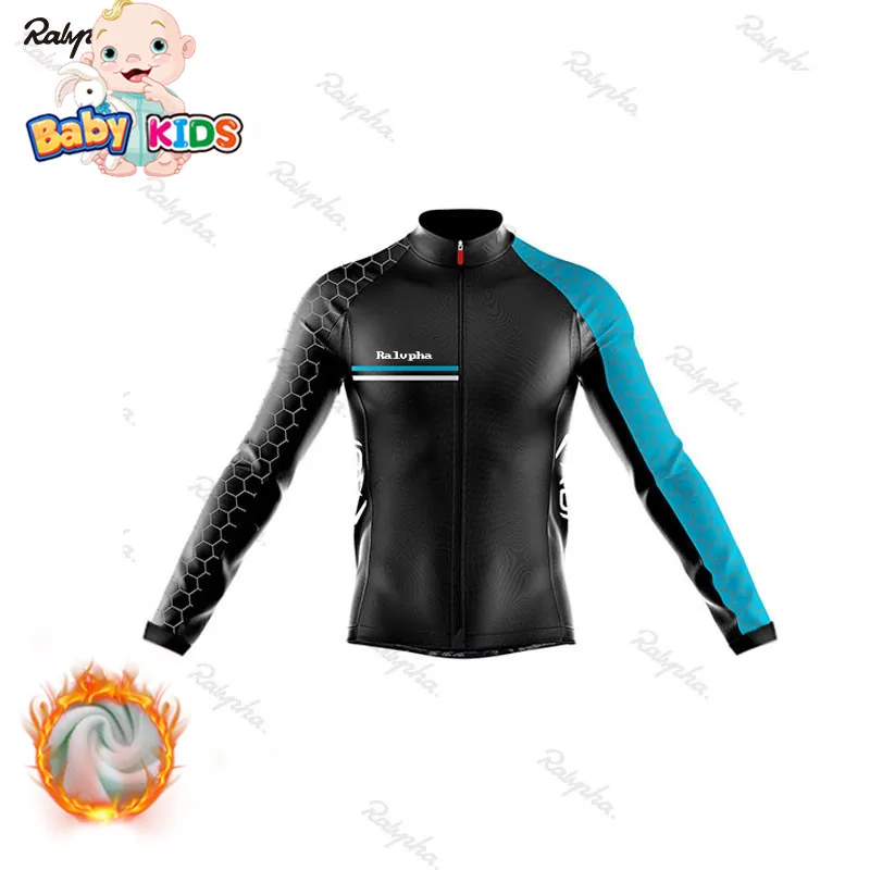 kids winter clothes ORBEAING/ г. Зимние флисовые Детские комплекты для велоспорта для мальчиков и девочек с длинными рукавами, костюм из Джерси для велоспорта, Ropa Ciclismo, MTB, велосипедная форма, комплект одежды - Цвет: kids winter clothes