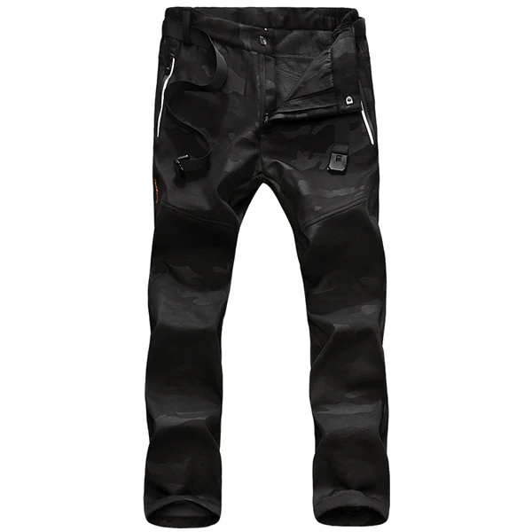 Women Camo Black JACKSANQI мужские и женские зимние походные уличные штаны защитного цвета, плотная флисовая куртка штаны с защитой от ветра для Кемпинг, катание на лыжах RA311 - Цвет: Women Camo Black