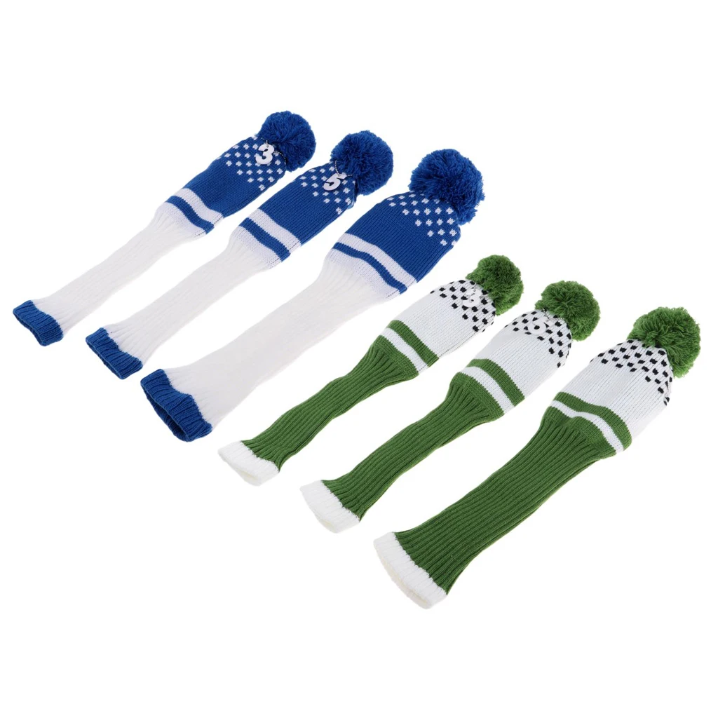 Упаковка из 6 деревянных головных уборов для гольфа вязанная головная крышка с