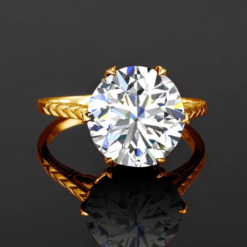 

Szjinao Big Real 6ct Moissanite Ring Women Real 925 Sterling Silver Rings Gold Plated Lab Diamond Undefined Women's Jewelery New