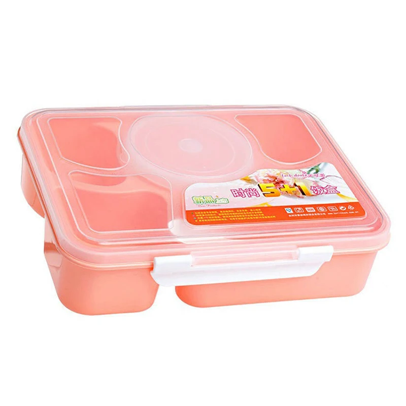 5 and 1 grid pink 5 сеточная микроволновая печь Bento Ланч-бокс BPA бесплатно Ланч-бокс для детей с отсеком герметичный контейнер для еды ланчбокс для пикника - Цвет: 5 and 1 grid pink