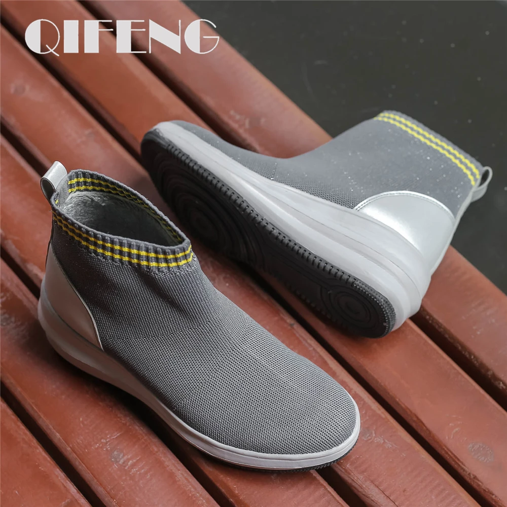 

Женские ботинки на платформе, водонепроницаемые, повседневные, зимние, без застежек