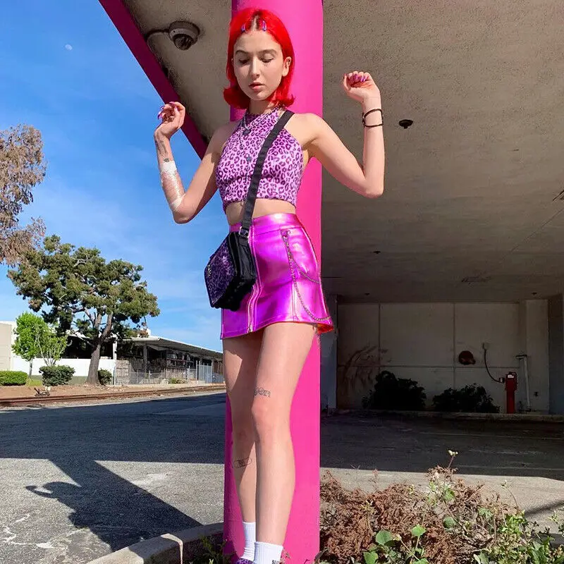 Женские юбки ПВХ Сексуальная мини-юбка на молнии облегающая ropa mujer тонкая