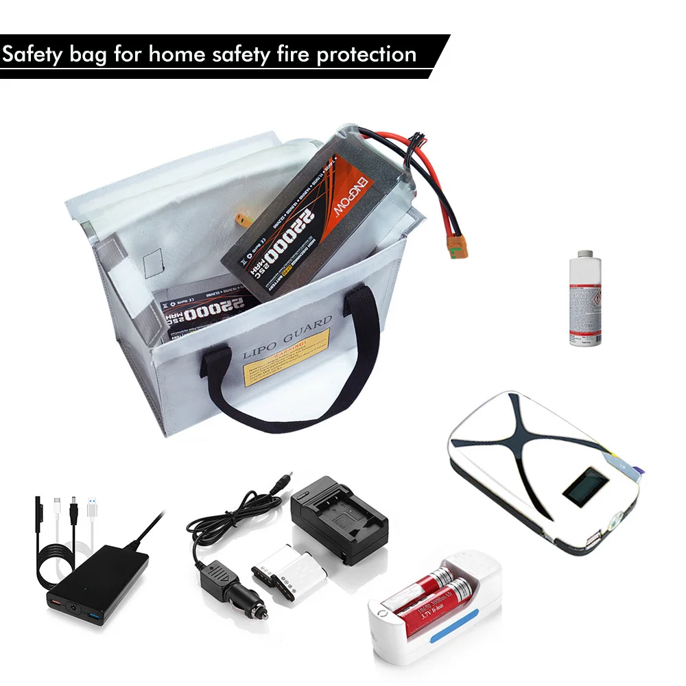 

Racing Lipo Battery Safe Bag 215*145*165mm Fireproof Explosionproof Bag RC Lipo Battery Guard Safe Portable Storage Handbag