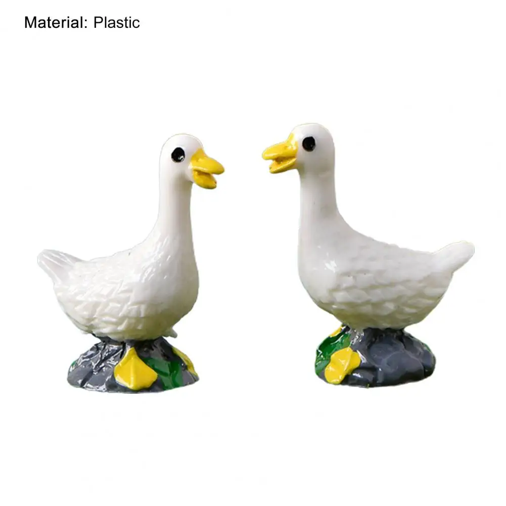 

2Pcs Mini Figures Simulation Baby Toy Ornaments White Fairy Garden Ducks Ornaments for Micro Landscape