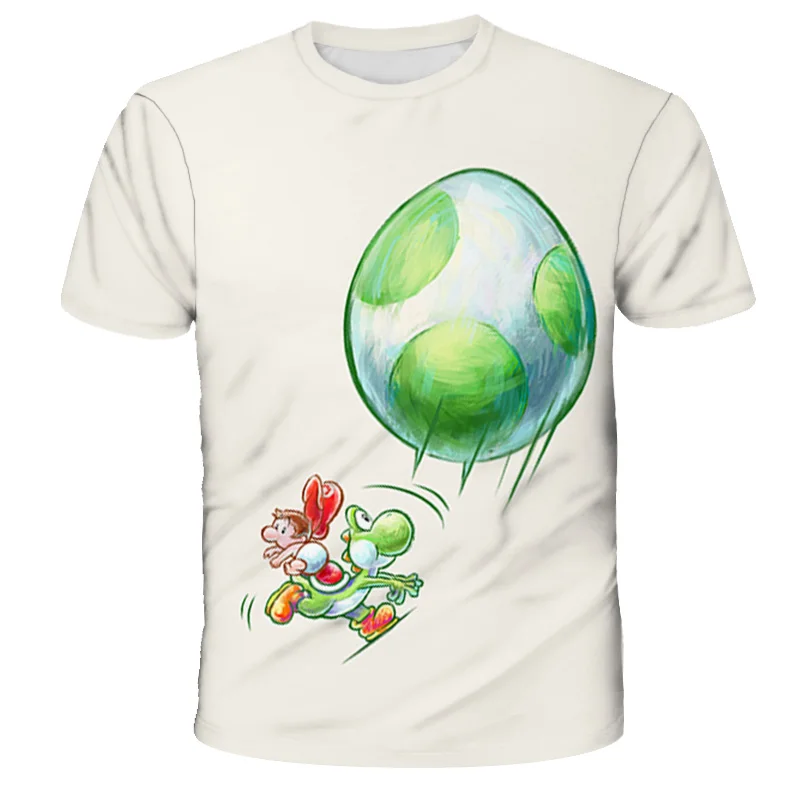 

Summer 3D Printed T-Shirt Boy Cartoon Short Sleeve Super Mario Game Pattern Girls Hip hop Top 3-14T Round Collar Shirt