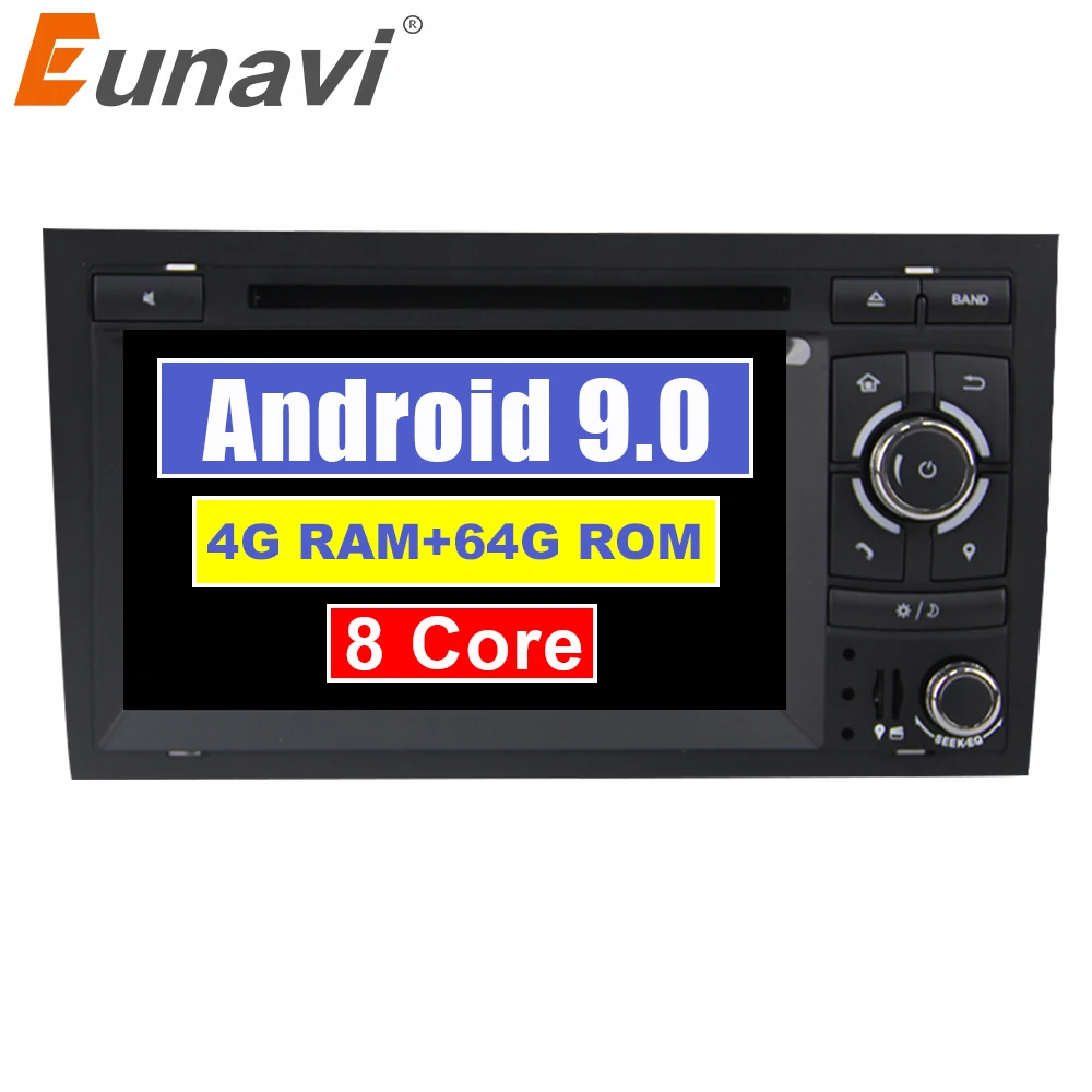 Eunavi 2 din Android 9,0 gps 2 Din Авторадио Стерео система для Audi/A4/S4 Восьмиядерный 4 Гб ram wifi Автомобильный dvd-плеер wifi 4G 64G