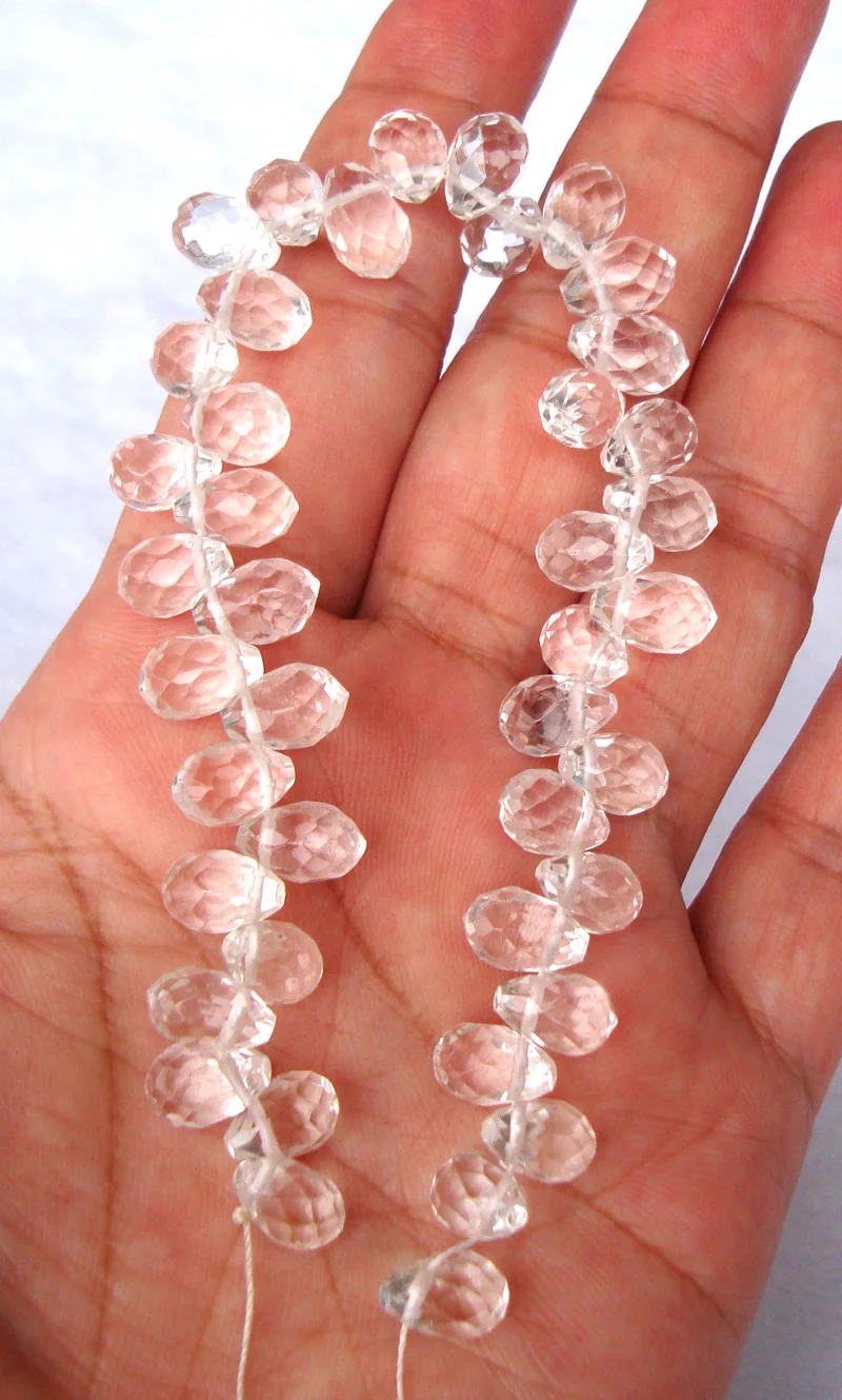Natural Rock Crystal Faceted Briolette Teardrop Loose Beads For Jewelry Making DIY Bracelet Necklace Earrings | Украшения и