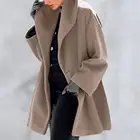 Женская осенне-зимняя теплая куртка с капюшоном и воротником-шалью на пуговицах, длинное пальто, верхняя одежда, Женское пальто, зимаосень 2021