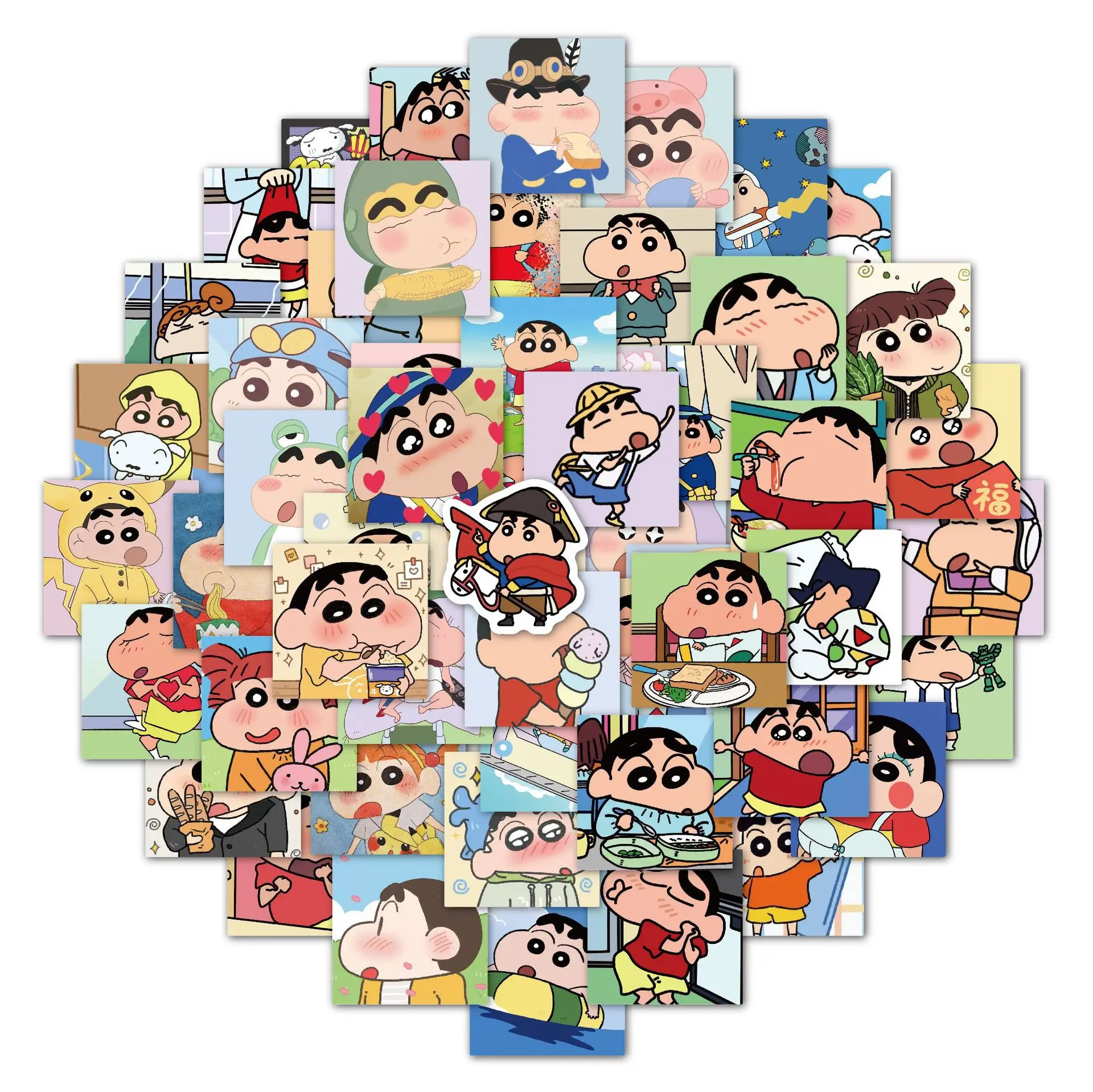 

54Pcs Cute Cartoon Crayon Shinchan Children's Toy Stickers Scrapbooking Waterproof Mobile Phone Graffiti Sticker Christmas Gift