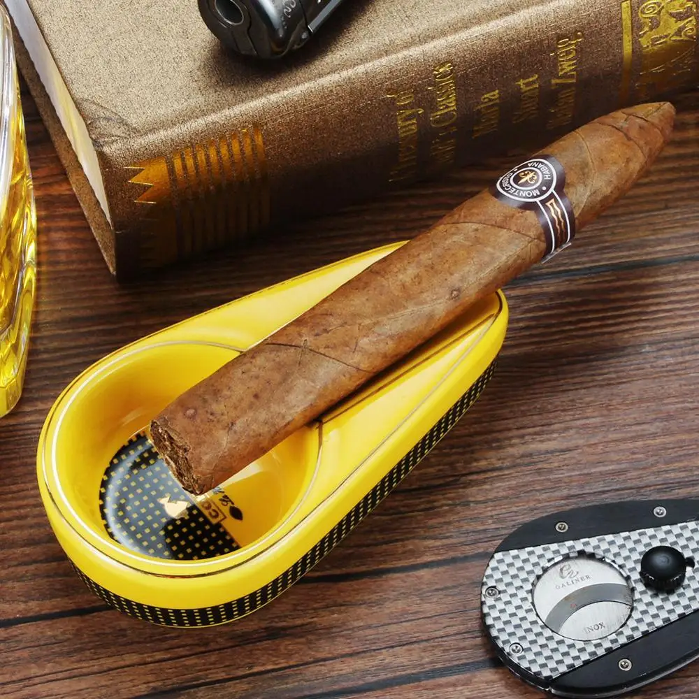 COHIBA гаджеты для сигар керамическая пепельница с одним держателем круглая 4 цвета