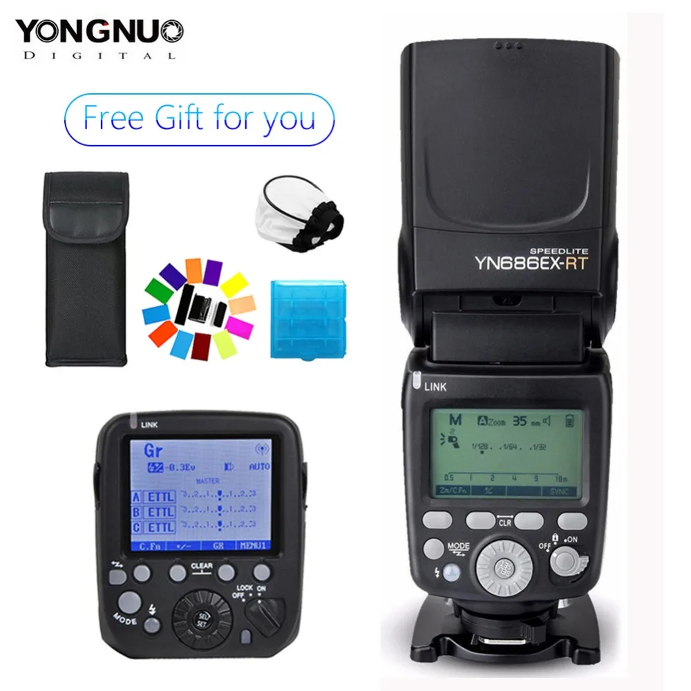 Черный Yongnuo YN686EX-RT 2000mAh литий-ионный аккумулятор Speedlite GN60 2,4G беспроводной HSS 1/8000s ttl/M/мульти вспышка светильник YN686 для Canon DSLR - Цвет: Черный