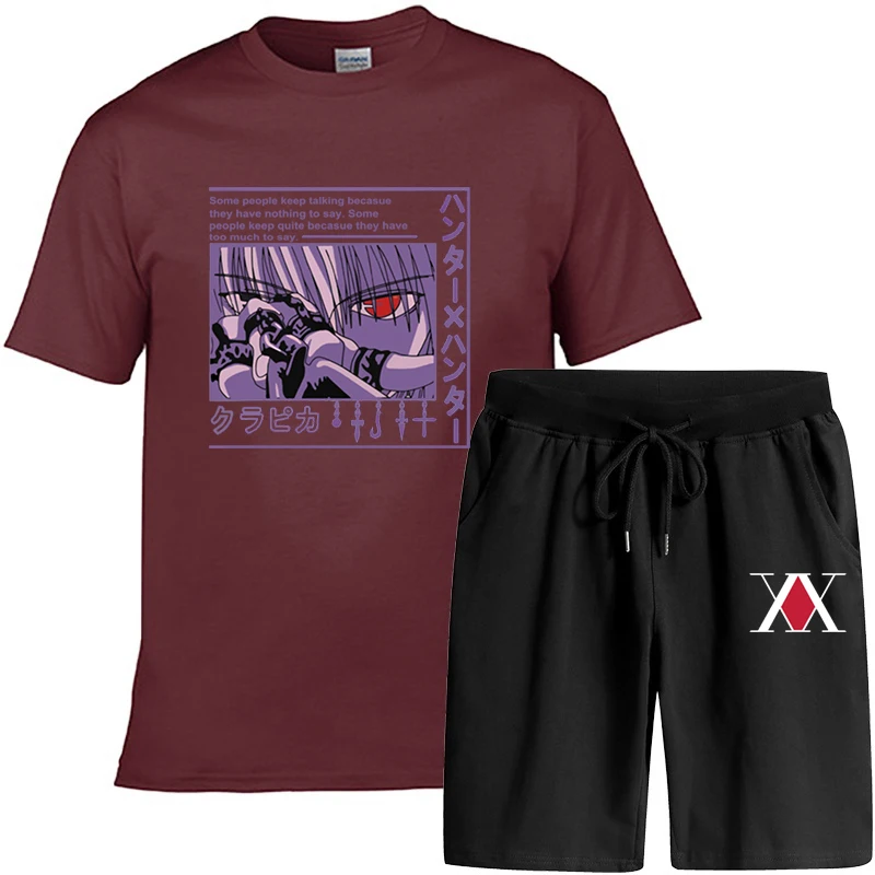 

Anime Hunter X Hunter Printing Streetwear Men Oversized T-shirt Brand Sets Men's Clothing Summer Beach Shorts Harajuku Tracksuit