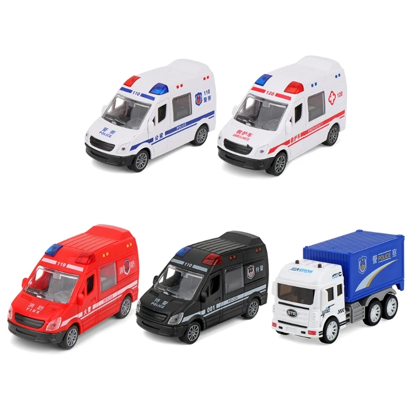 

1Pc Baby Inertia Car Toy Aircraft 2-in-1 Fire Truck Police Car Ambulance Vehicle Pull Back Realistic Wind-up Toy Vehicle