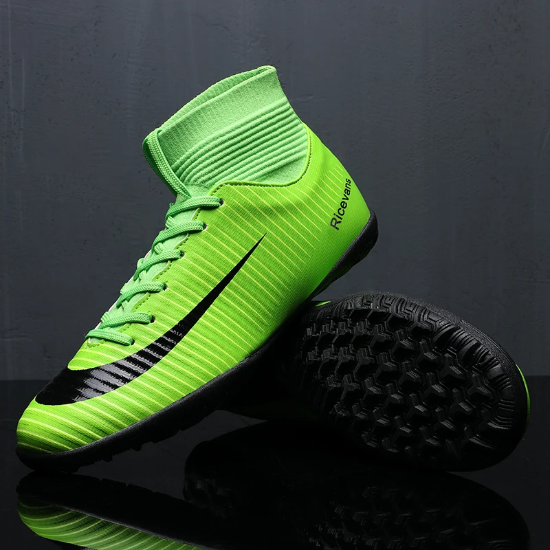

NEW Football Boots High Ankle Black Men Soccer Shoes Kids Cleats Training Sport Sneakers Size 32-45 Y1818R