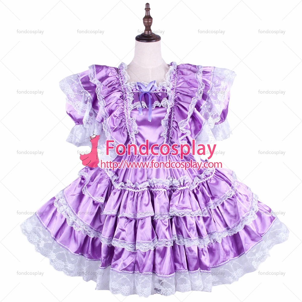 

Сексуальная одежда для взрослых с крестом fondcosplay, детское Короткое атласное платье с замком светильник-фиолетового цвета, индивидуальный к...