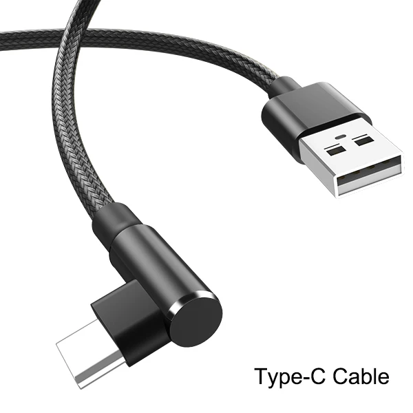 For Type-c Black Micro USB кабель 3A быстрое зарядное устройство USB шнур Suntaiho 90 градусов локоть нейлоновая оплетка usb type c кабель для huawei Xiaomi samsung Honor - Цвет: For Type-c Black