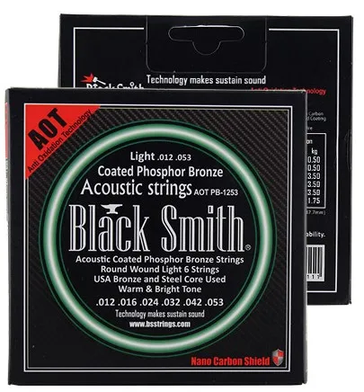 Black Smith Strings Nano-Carbon Shield AOT Coated Phosphor Bronze Acoustic Guitar Made in Korea | Спорт и развлечения