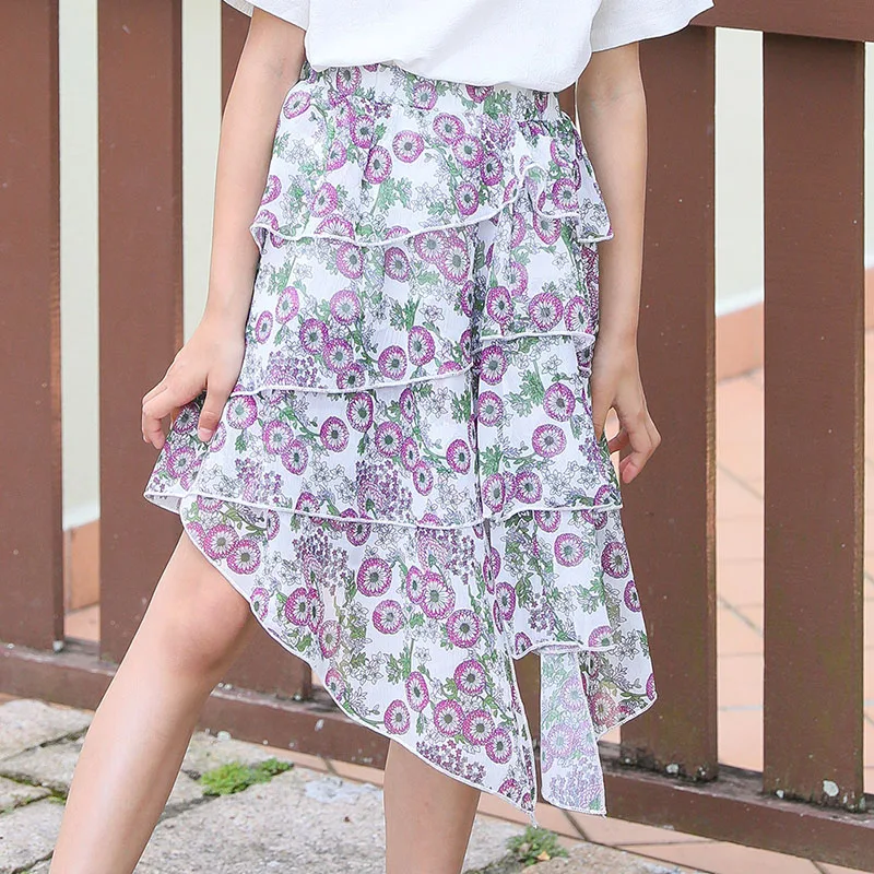 2020 г. Летние шифоновые многослойные юбки платья для девочек-подростков