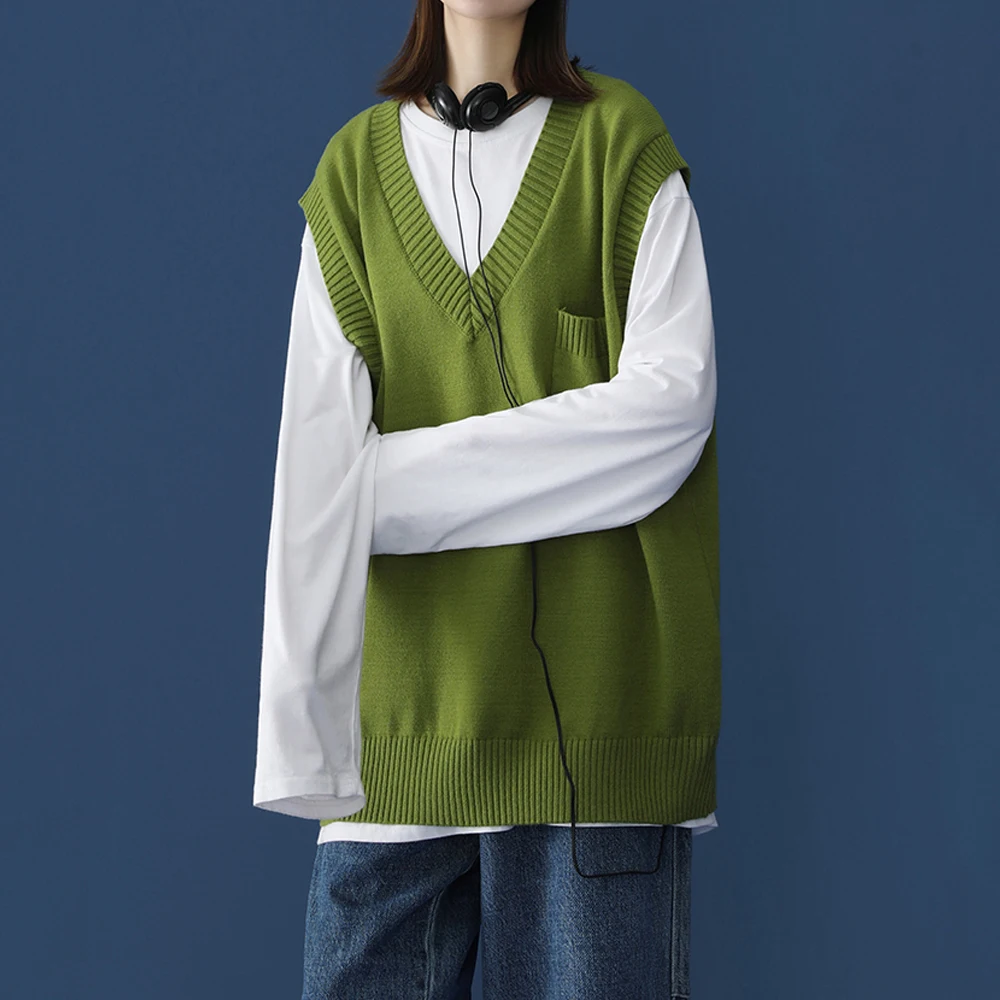 Разборчивого женская вязаная жилетка осень зима свитер без рукавов с О образным