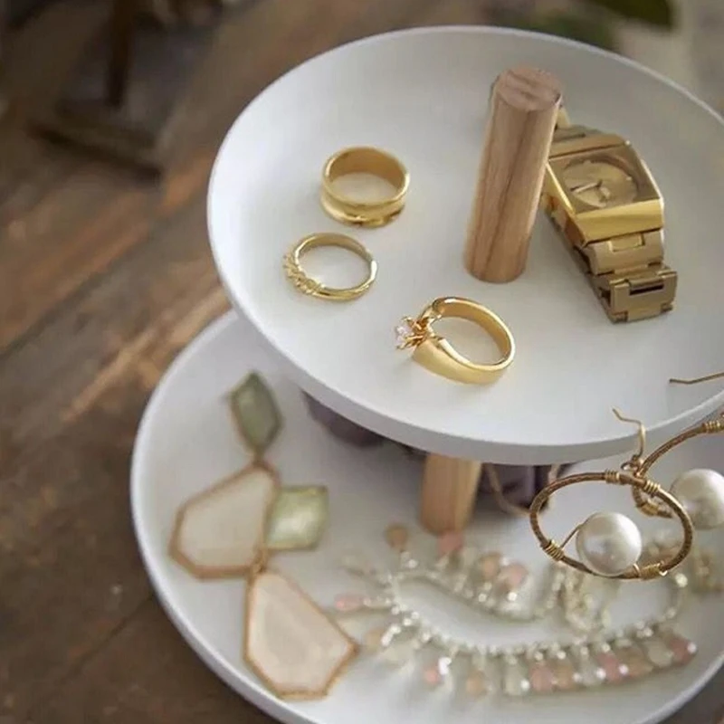 

Small Fresh Jewelry Storage Tray Desktop Double-Layer Debris Storage and Finishing Rack