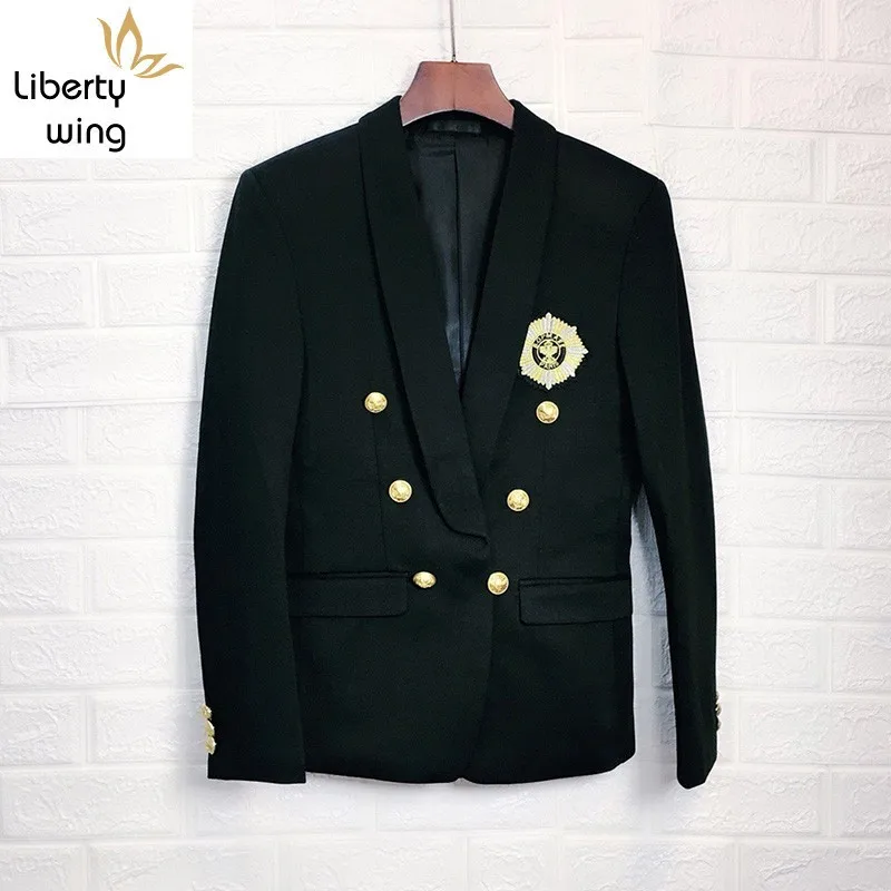 Черные зимние мужские повседневные блейзеры на одной пуговице с воротником