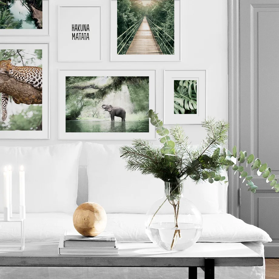 Тропический лес пальмы слон в джунглях Леопардовый мост настенная