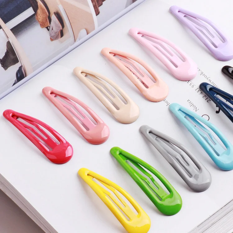 10pcs Colored Water Drop Hairpin Snap Hair Clip for Children Styling Accessories Women Hairpins Metal Barrette Trendy|Украшения для