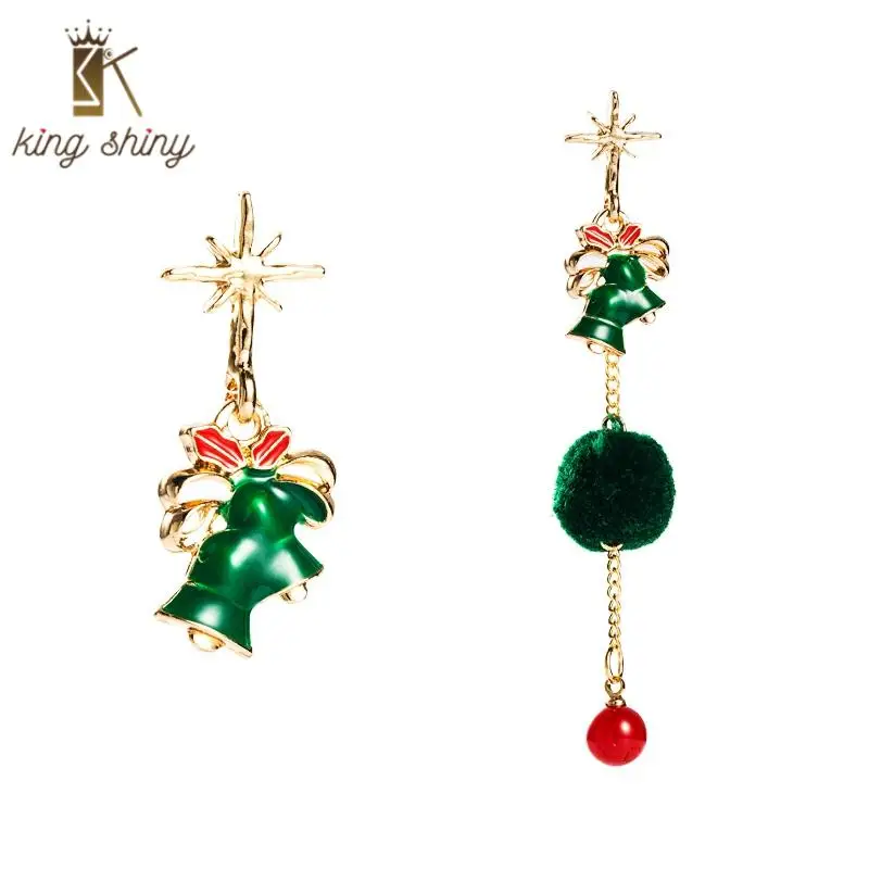 

New Design Elegant Christmas Bell Dangle Earrings for Woman Vintage Big Hairball Irregular Drop Earrings Christmas Gift for Girl
