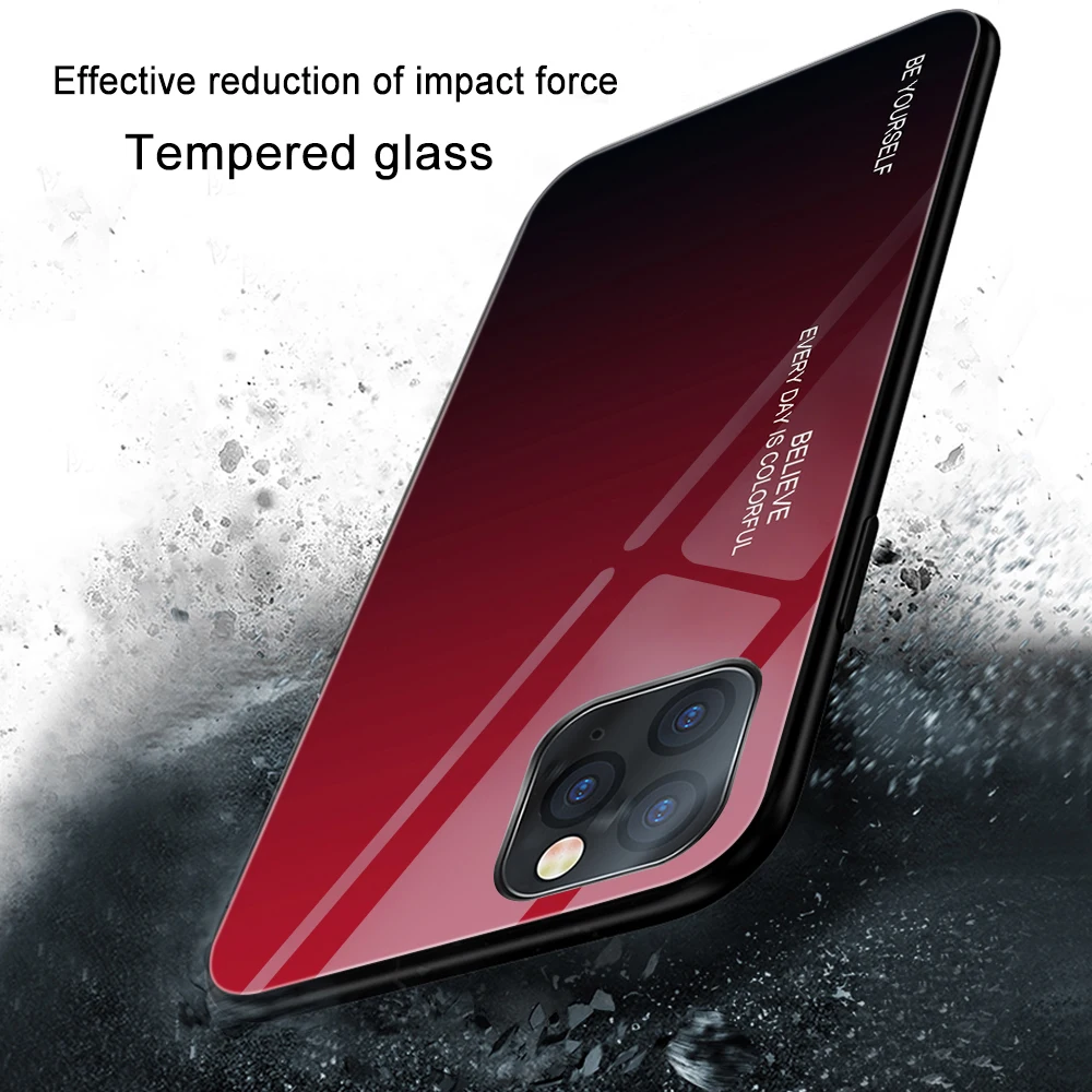 

Luxury Case For iPhone XS MAX XR 7 8 6 6S Plus Phone Cases Clear Hard Back Tempered Glass Cover For iPhone 11 Pro Max Thin Funda