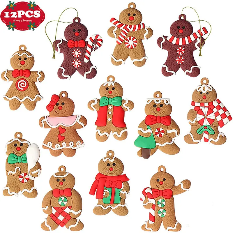 

12 шт., Имбирные украшения для новогодней ёлки