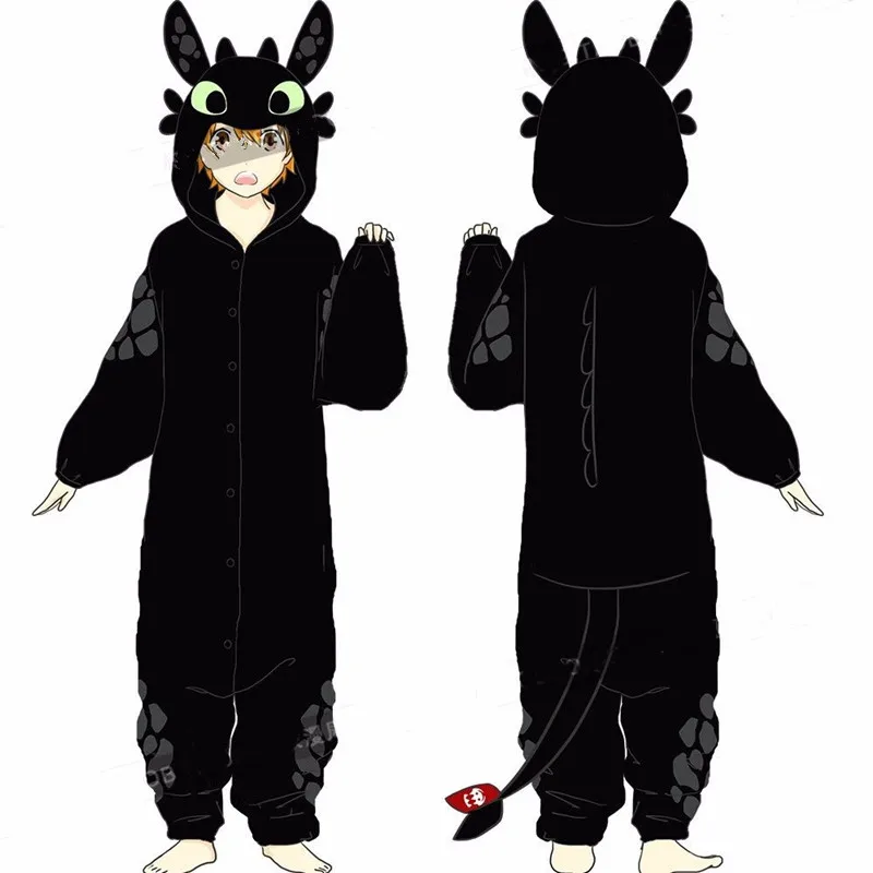 Kigurumis-Pijama de franela sin dientes para adulto, ropa de dormir de dragón, sin dientes, Unisex