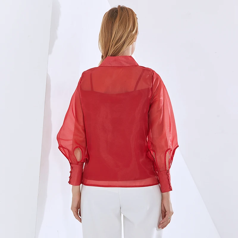 

TWOTWINSTYLE Hollow Out Solid Blouse For Women Lapel Long Sleeve Casual Black Shirt Female 2020 Fashion New Clothing Autumn Tide