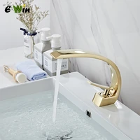 ewin modern bathroom faucet black brass wash basin tap elegant single handle hot and cold waterfall sink faucet deck mount crane