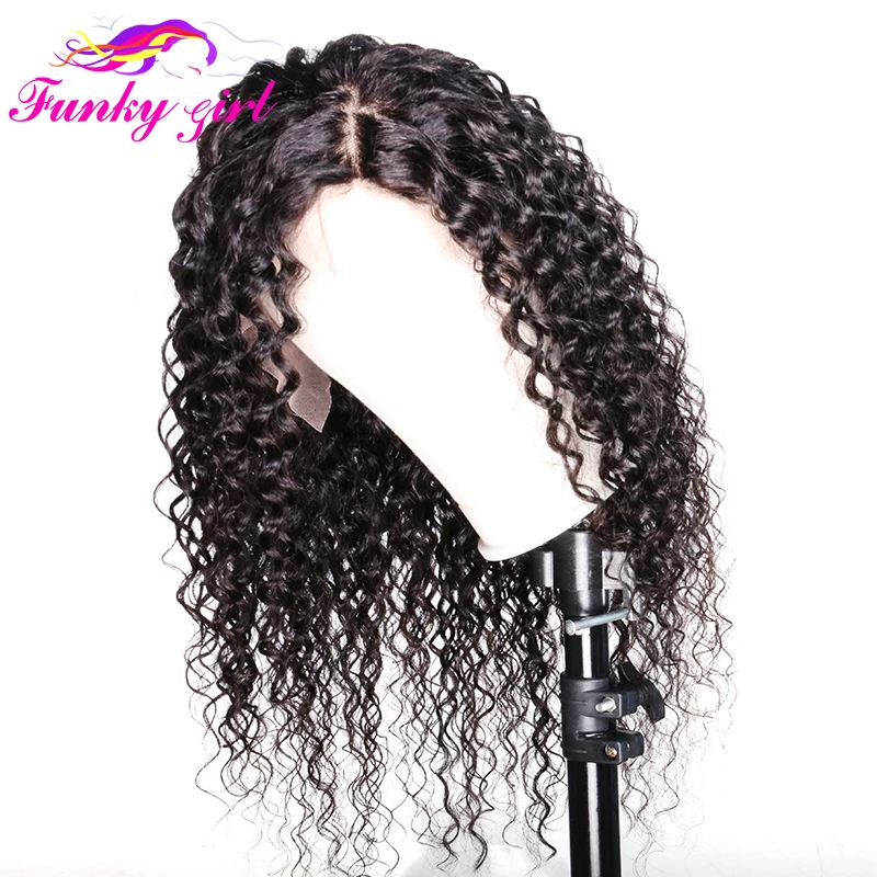 Funky Girl 13*4 парик фронта шнурка перуанская волна парики предварительно сорванные