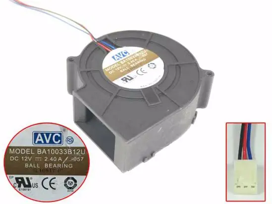 AVC BA1003B12U DC 12V 2.4A 97x97x33 мм 3 Провода Сервер вентилятор охлаждения|Кулеры и системы