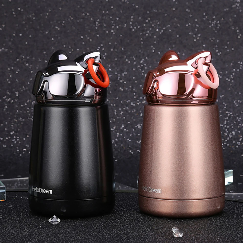 Cute Cat Cup Stainless Steel Water Bottle Thermos Vacuum Flasks Cups Portable Tumbler Thermal For | Дом и сад