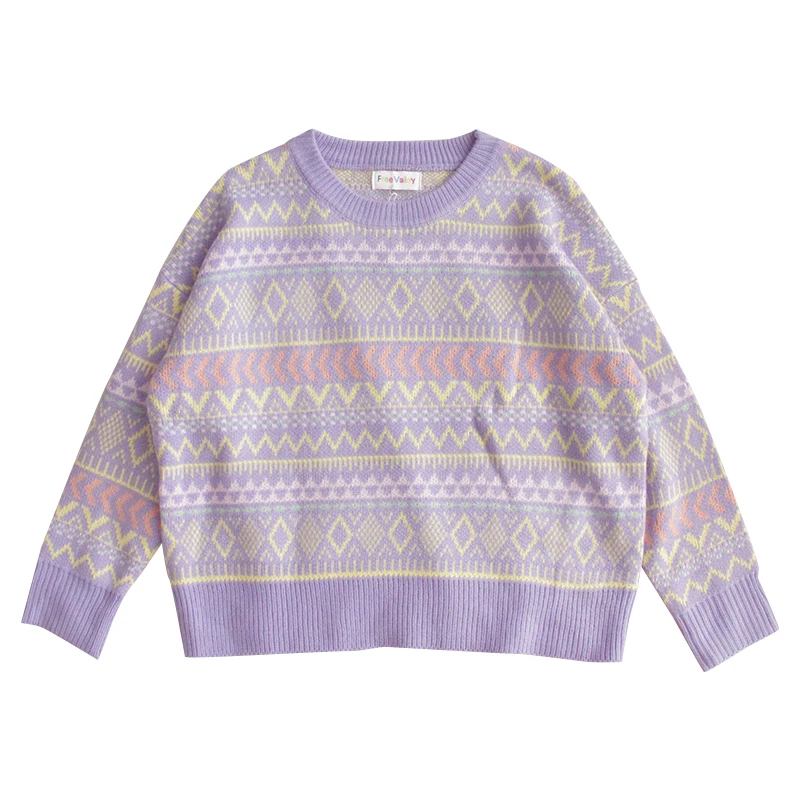 Зимний женский свитер для девочек-подростков студенческий свободный Ретро