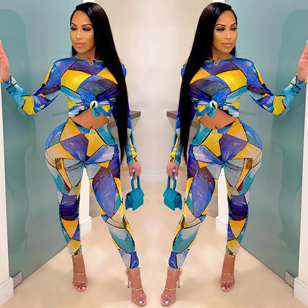 

2021 Summer New Women's Fashion Casual Sexy Print Two-Piece Suit