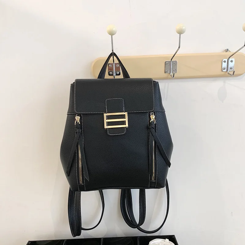 

New Vintage Backpack Women Solid Quality Leather School Bag For Teenagers Girls Female Multifunction Travel Bags Mochilas X412H