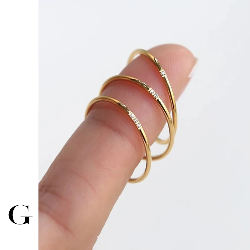 

GHIDBK Tiny Titanium Steel Non Tarnish Mulit Sizes Thin Rings For Women Minimalist Cubic Zirconia Stackable Dainty Finger Ring