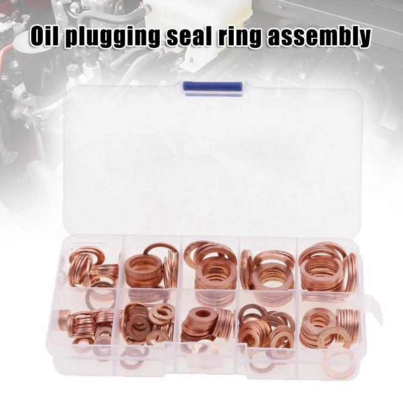 

2019 200pcs Copper Oil Sealing Ring Gasket Ring Resistant Assortment Kits Washer Kits CSL88