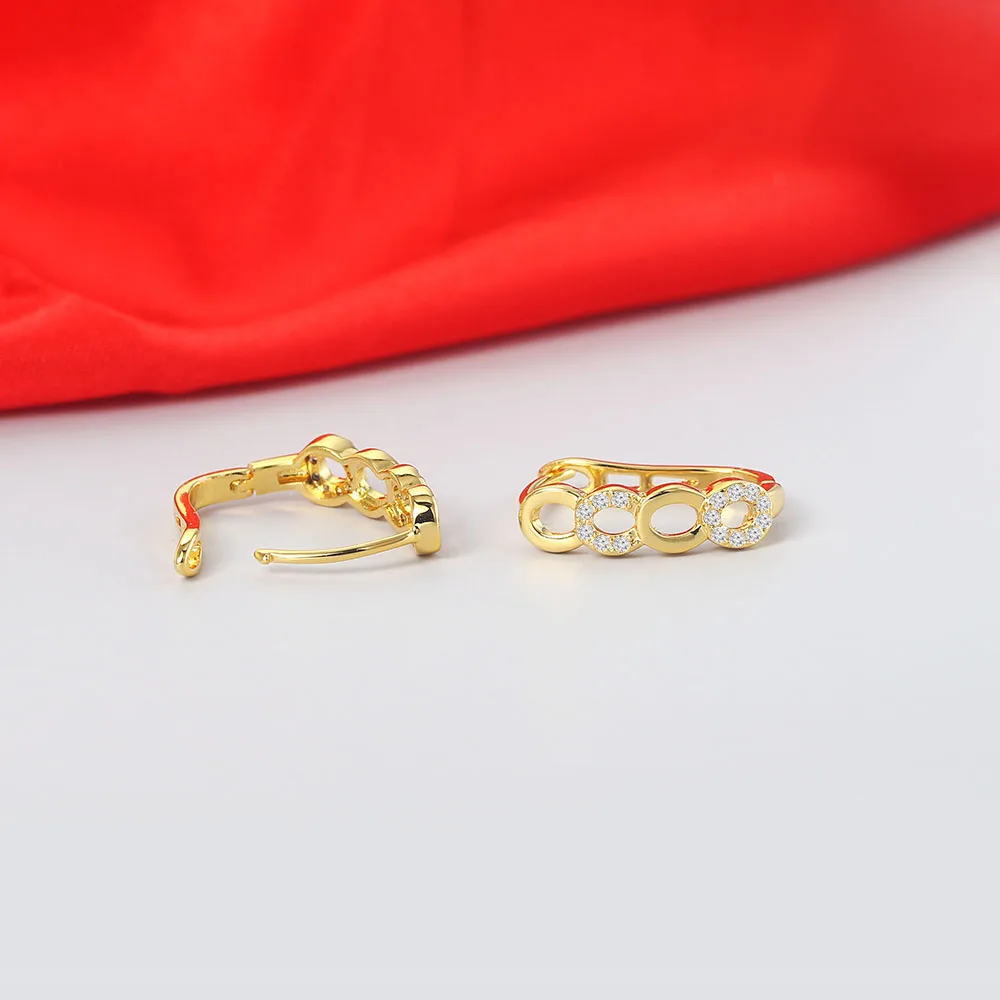 Женские свадебные серьги кольца классического дизайна золотистого цвета с