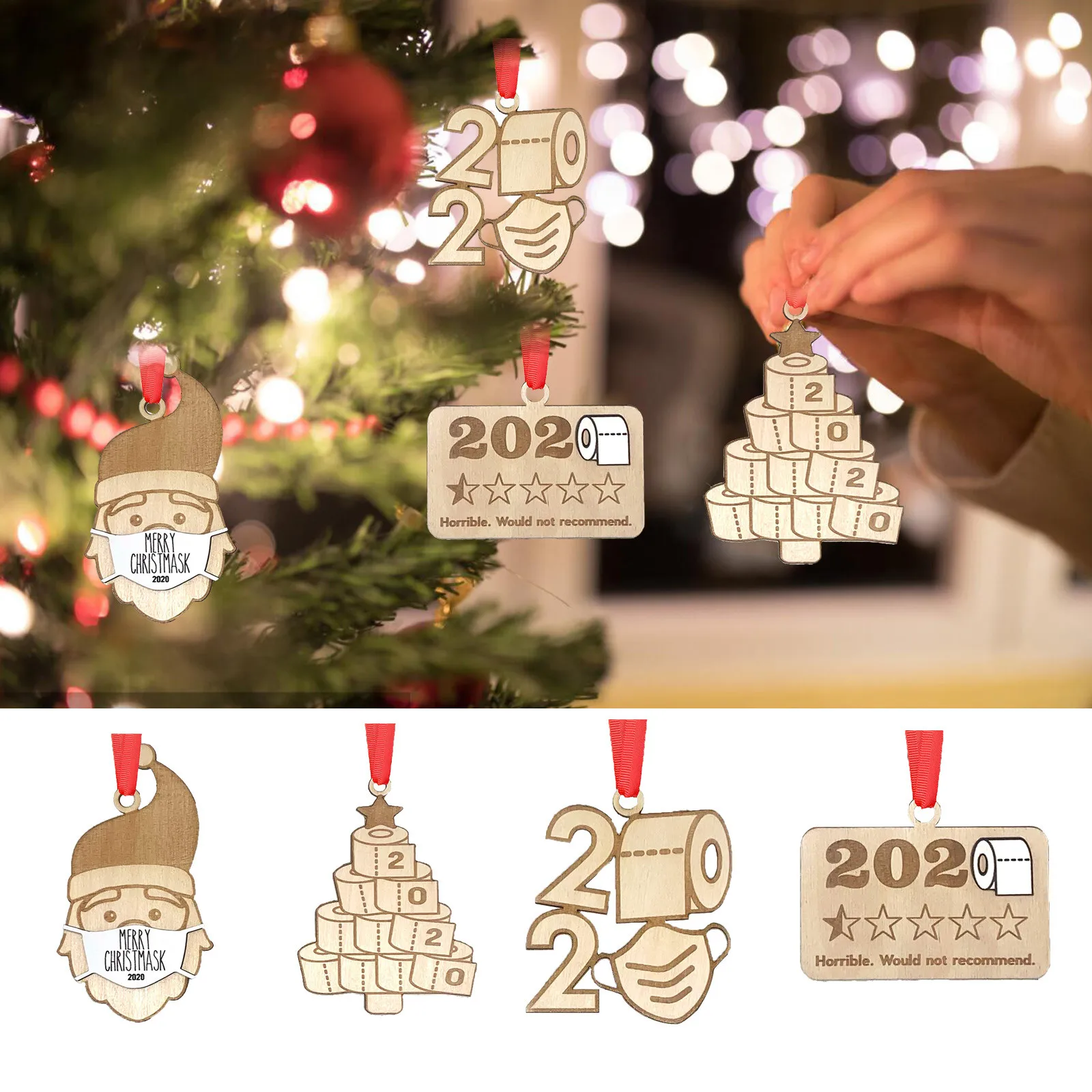 2 шт. художественная деревянная подвеска на рождественскую елку 2020 1 звезда не