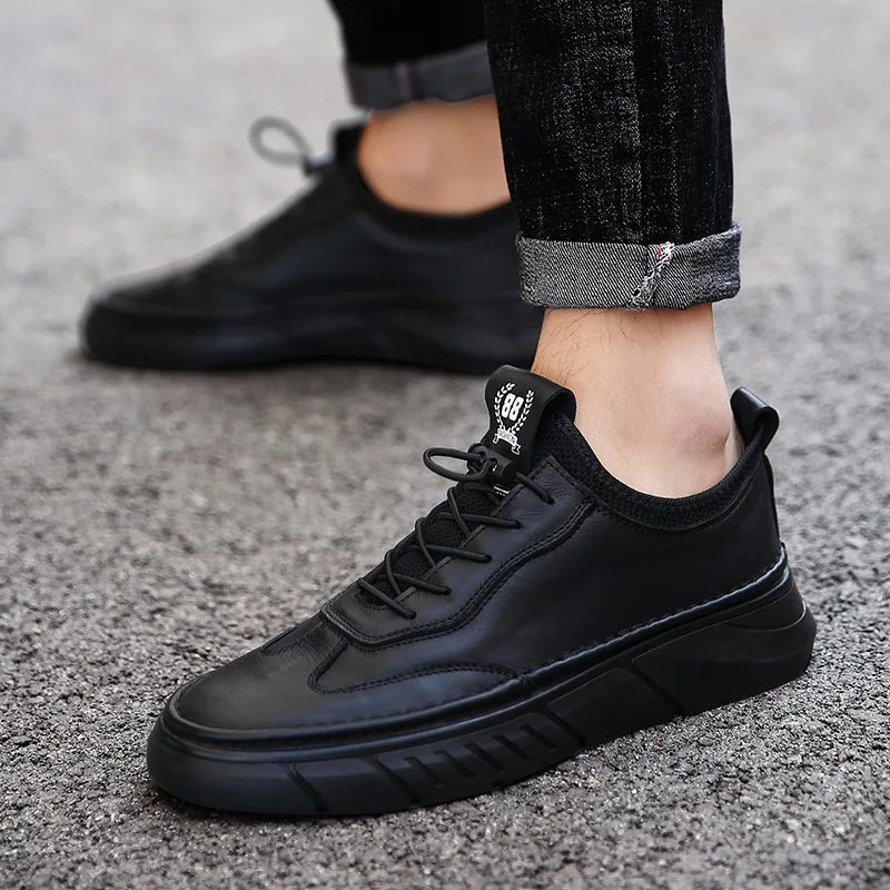 Men's Shoes For Fall/Winter 2021 New First Layer Cowhide Casual Shoes Men's Business Fashion Shoes Soft Leather Trendy Sneakers