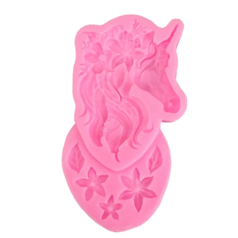 Новый DIY Единорог голова цветок силиконовая форма лист шоколадная инструмент для